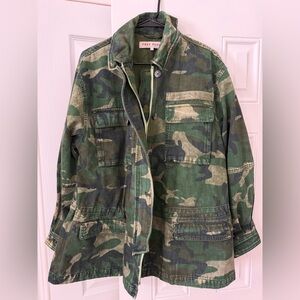 Free People Seize The Day Green Camo Print Utility Jacket